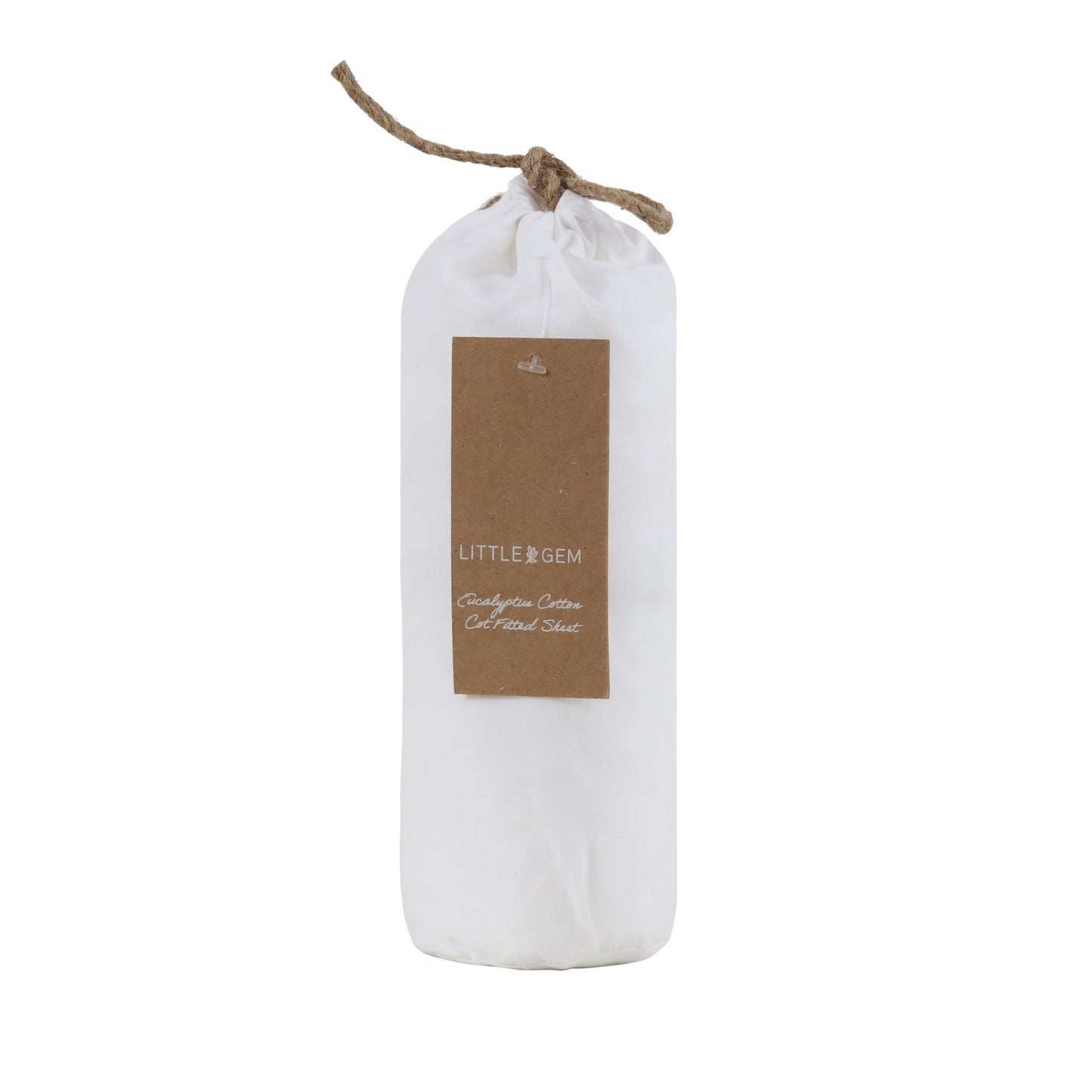 Little Gem White Eucalyptus Cotton Cot Fitted Sheet