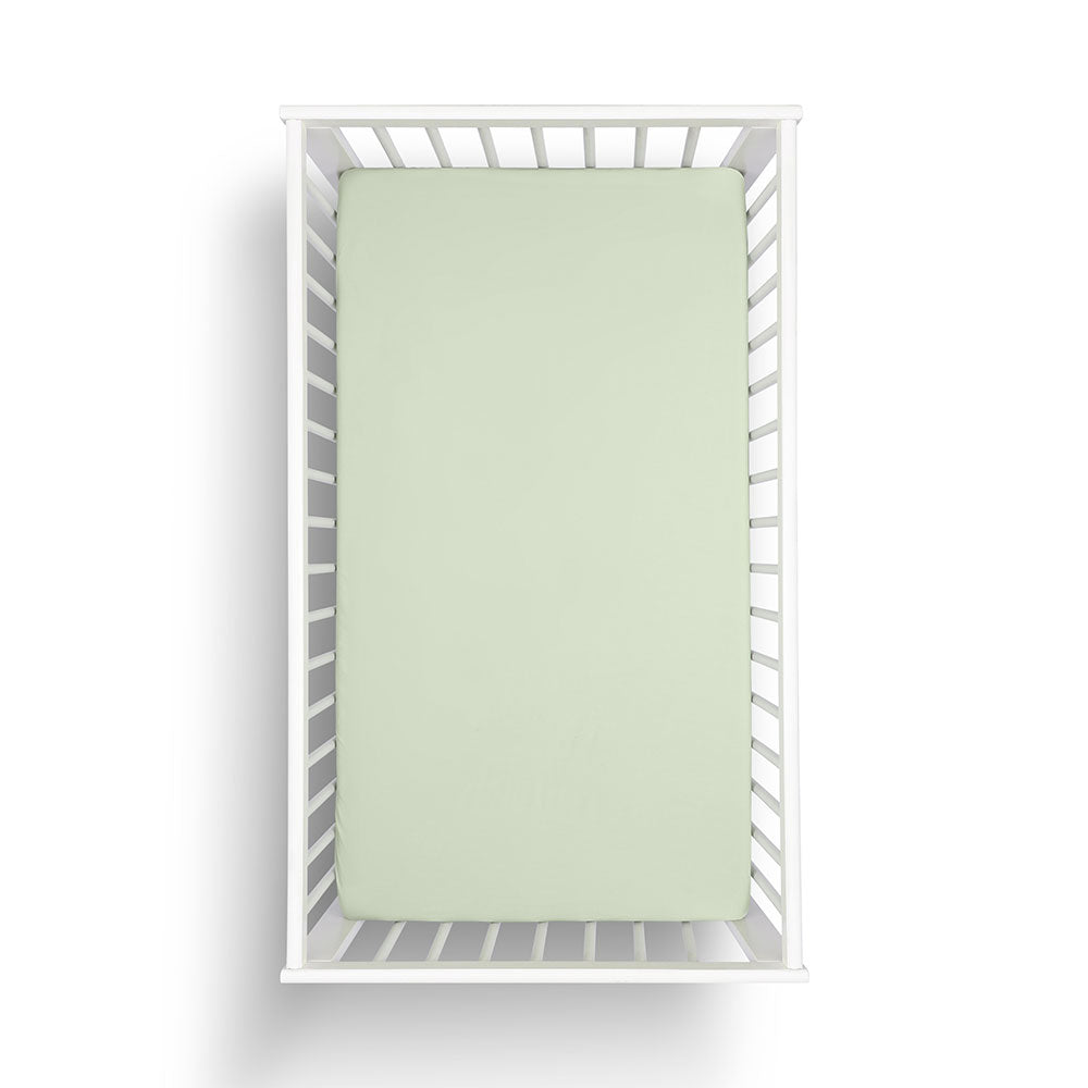 Eucalyptus Cotton Fitted Sheet, Cot Size, Solid Colour, Light Green