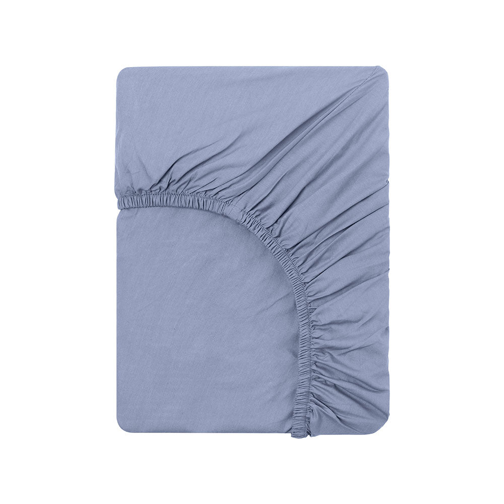 Little Gem Steel Blue Eucalyptus Cotton Cot Fitted Sheet