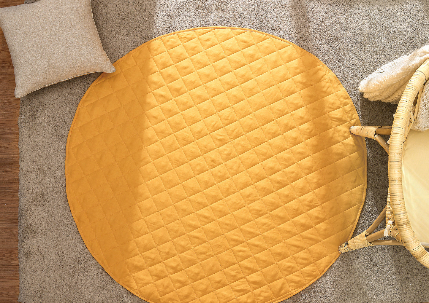 Marigold Round Linen Cotton Baby Play Mat