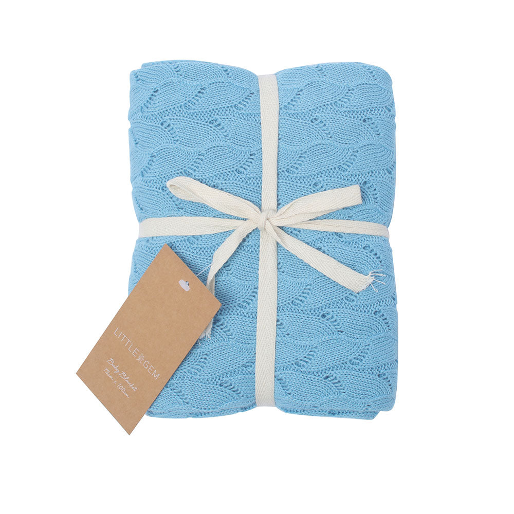 Lyla Blue Baby Blanket with Elephant Fitted Sheet