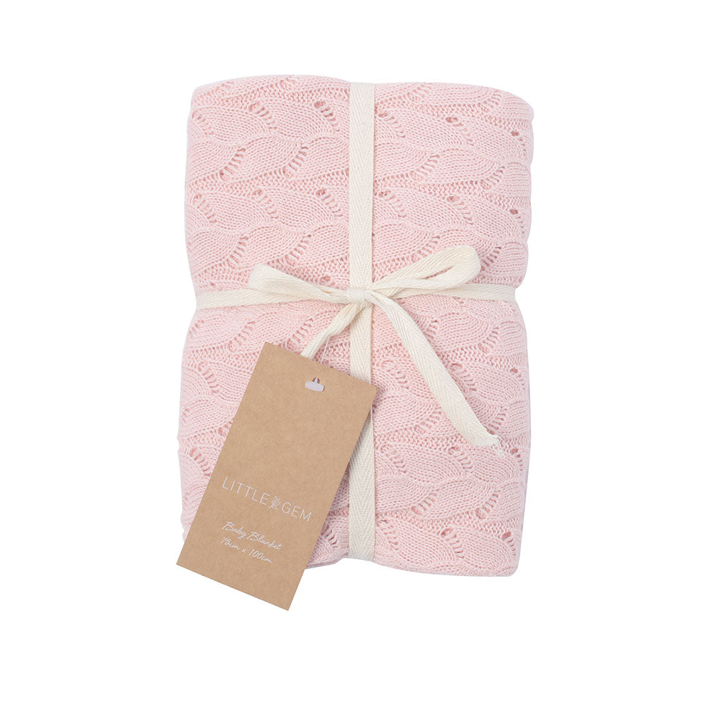 Lyla Blush Baby Blanket with White Eucalyptus Cotton Fitted Sheet