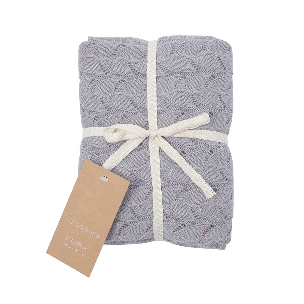 Lyla Grey Baby Blanket with Sage Eucalyptus Cotton Fitted Sheet