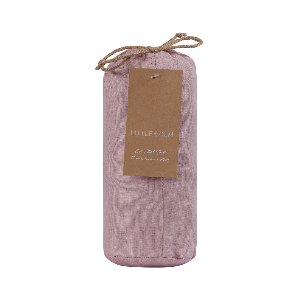 Little Gem Pale Mauve Hemp Cot Fitted Sheet