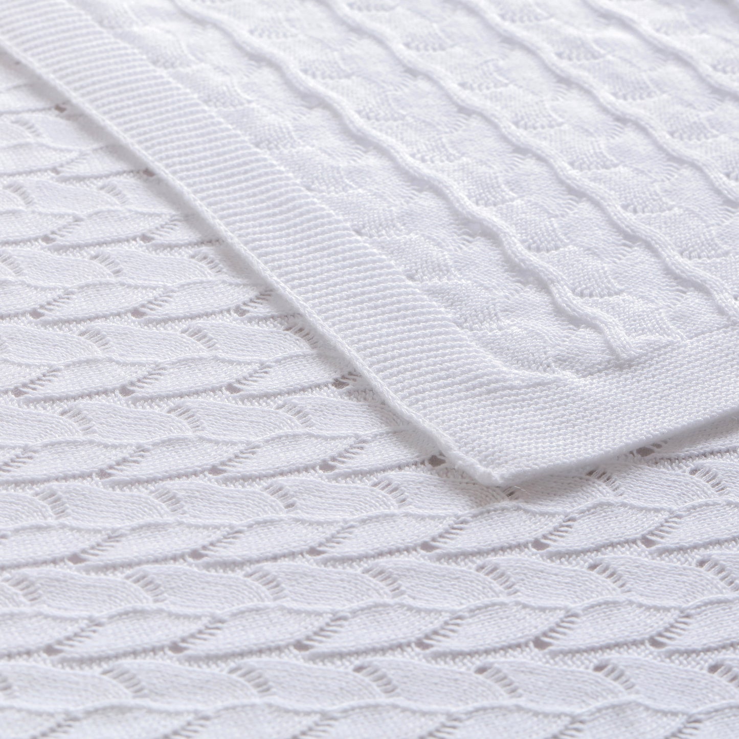 Lyla Bright White Cotton Baby Blanket